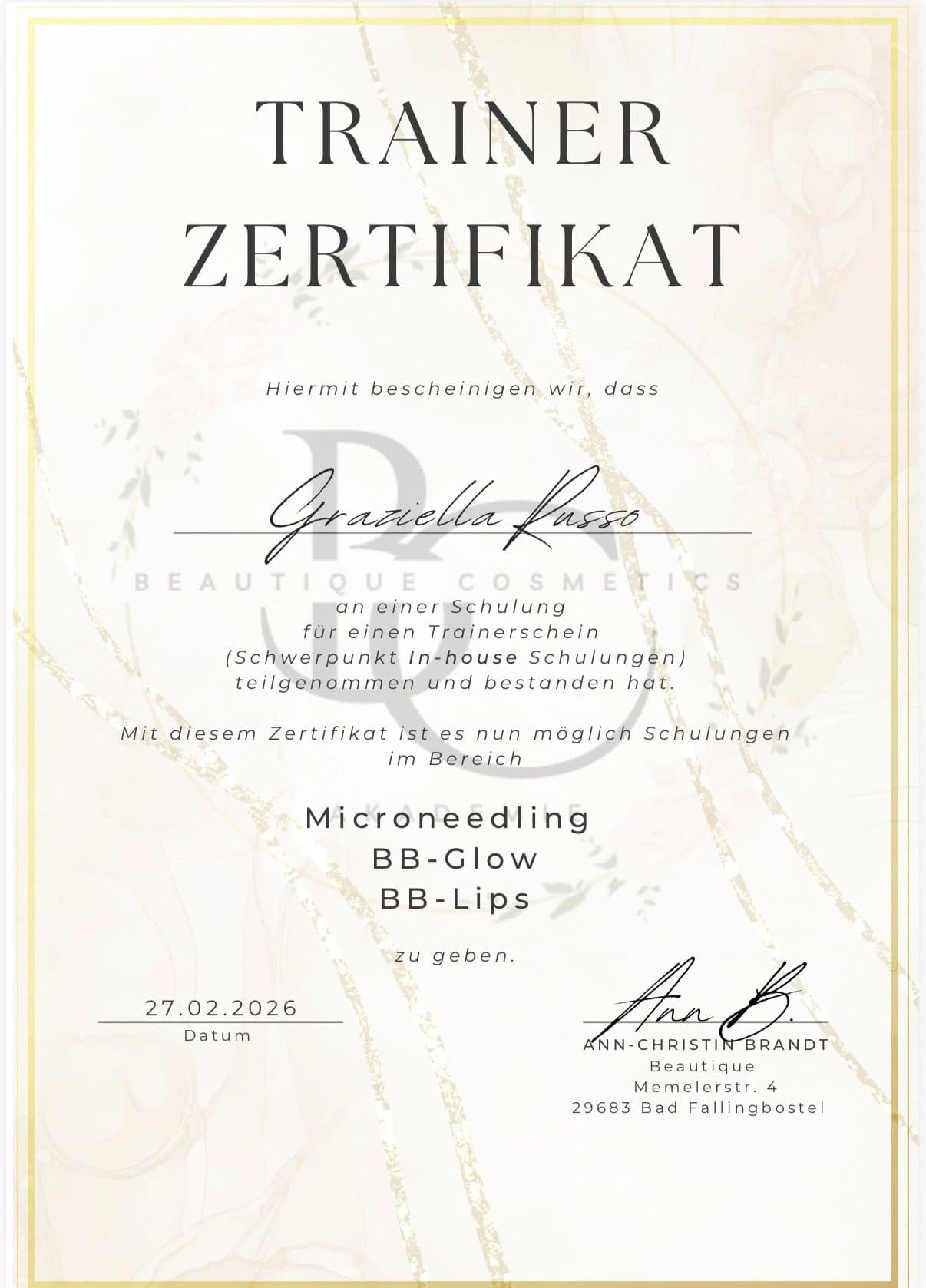 Microneedling Schulung 2 Zertifikat